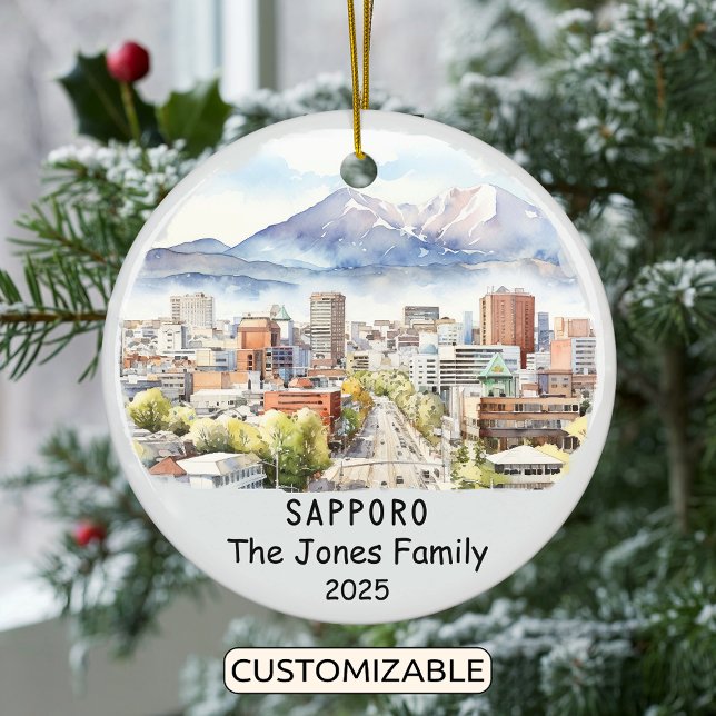 Personlig Sapporo Ornament, Japan Julgransprydnad Keramik (Skapare uppladdad)