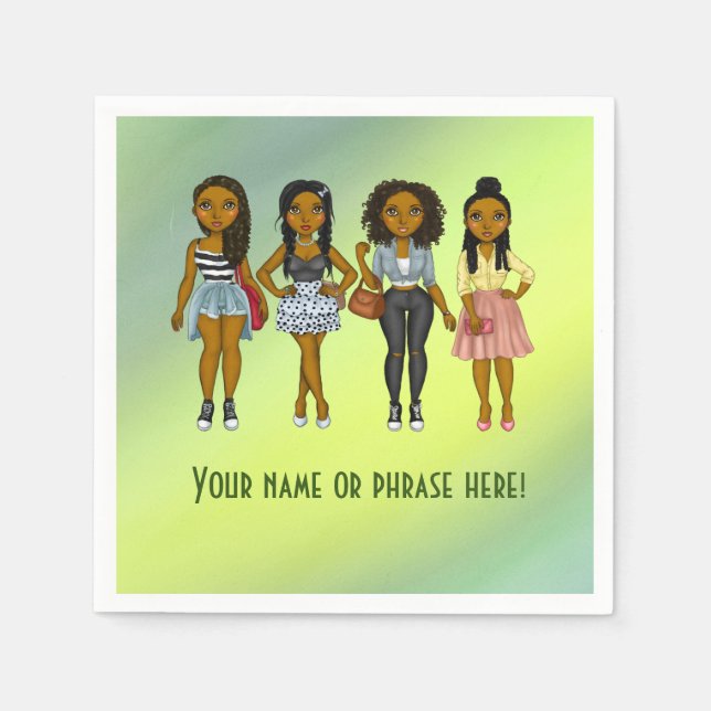 Personlig Sassy Diva Women Grönt Ombré Pappersservett (Framsidan)