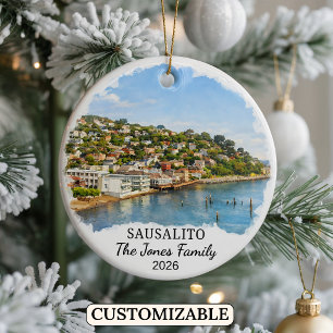 Personlig Sausalito-ornament, Anpassad California Julgransprydnad Keramik