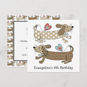 Personlig Sause Hund Dachshund Birthday Inbjudan
