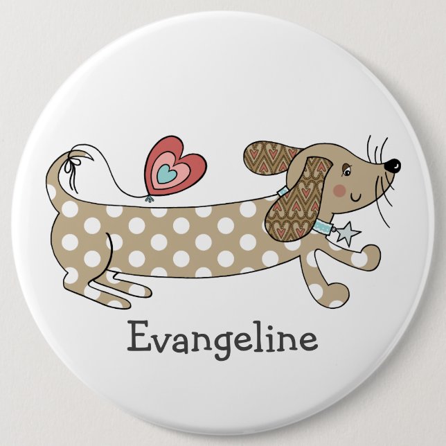 Personlig Sause Hund Dachshund Button Badge Knapp (Framsida)