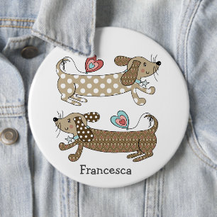 Personlig Sause Hund Dachshund Button Badge Knapp