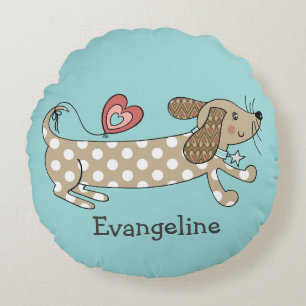 Personlig Sause Hund Dachshund Round Cushion Rund Kudde