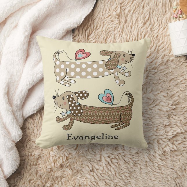 Personlig Sause Hund Dachshund Throw Cushion Kudde (Filt)