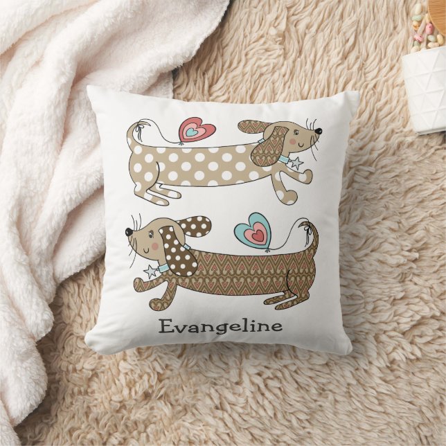 Personlig Sause Hund Dachshund Throw Cushion Kudde (Filt)