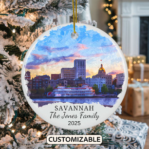 Personlig Savannah Ornament, Georgien Julgransprydnad Keramik