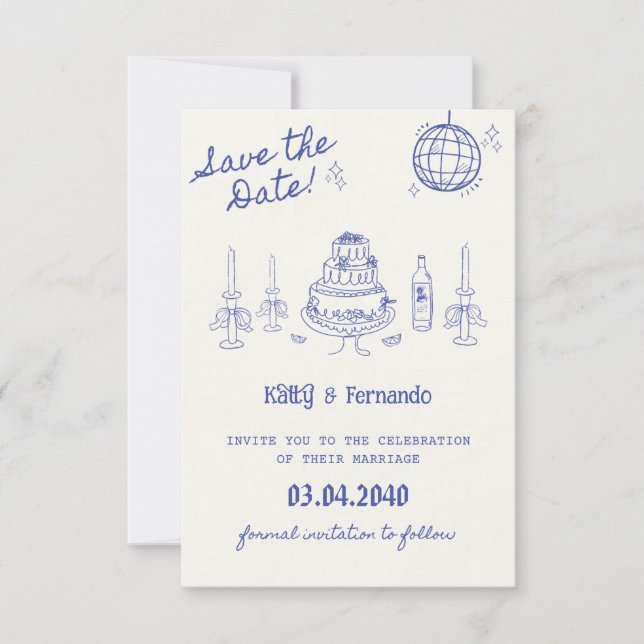 Personlig Save the date inbjudan Bröllop (Framsida)