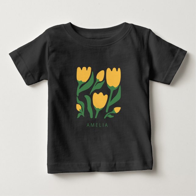 Personlig Scandi Blommig Födelsedag T Shirt (Framsida)