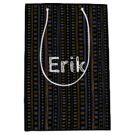 Personlig Scandinavian Folk Art Black Gift Bag