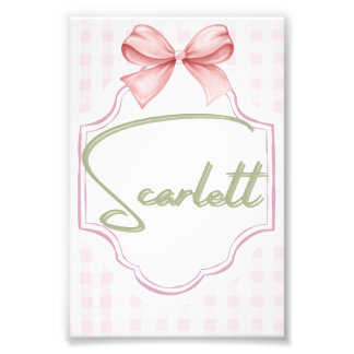 Personlig Scarlett Flicka Nursery Gingham Fototryck