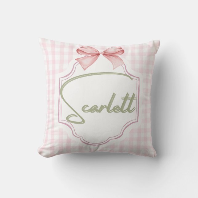 Personlig Scarlett Flicka Nursery Gingham Kudde (Framsida)