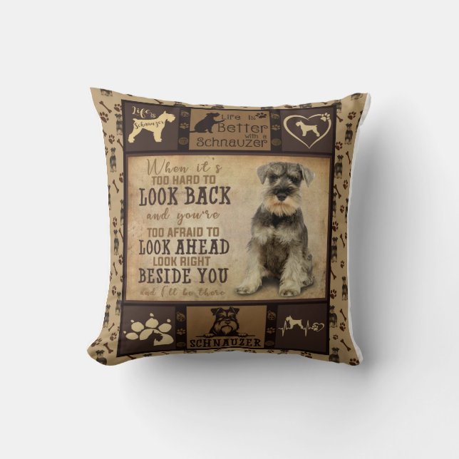 Personlig Schnauzer Hund Blanket Gift Kudde (Framsida)
