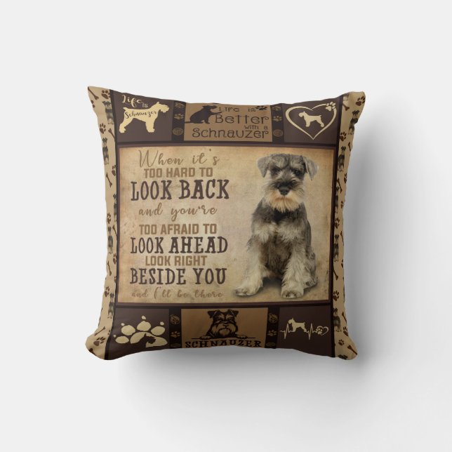 Personlig Schnauzer Hund Blanket Gift, Pet Owner Kudde (Framsida)