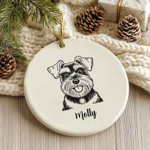 Personlig Schnauzer Hund Jul Julgransprydnad Keramik