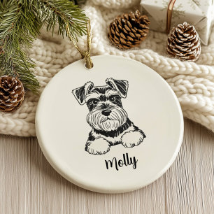Personlig Schnauzer Hund Jul Julgransprydnad Keramik