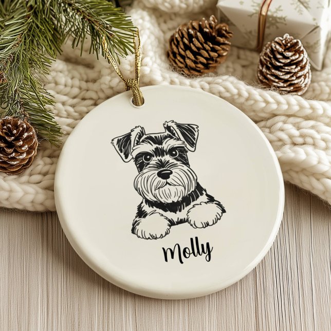 Personlig Schnauzer Hund Jul Julgransprydnad Keramik (Skapare uppladdad)