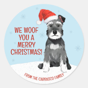 Personlig Schnauzer med tomteluva jul Runt Klistermärke