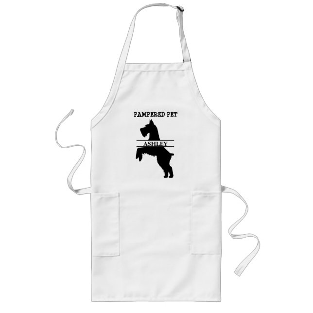 Personlig Schnauzer Pet Groomer Long Apron Långt Förkläde (Framsidan)