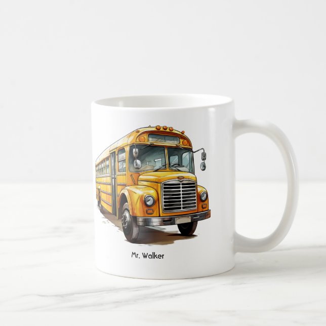 Personlig School Buss Driver Gift Kaffemugg (Höger)