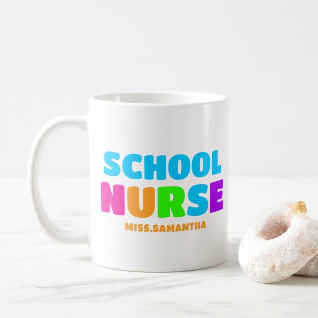 Personlig School Nurse Namn Kaffemugg (Med munk)
