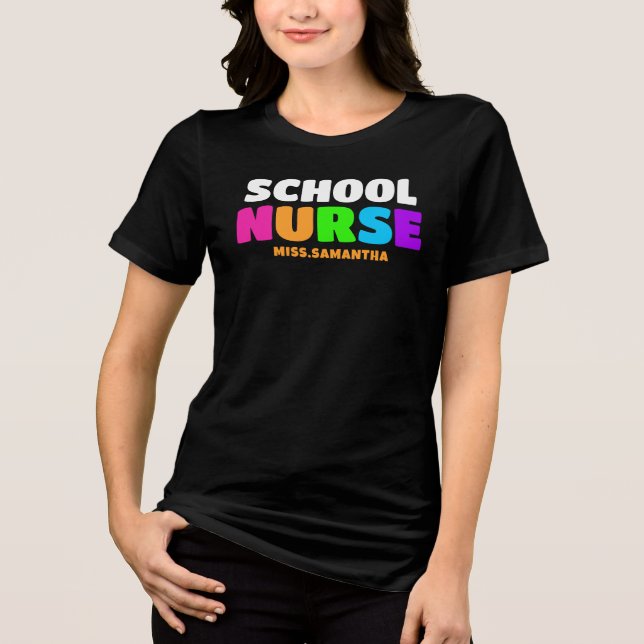 Personlig School Nurse Namn T Shirt (Framsida)