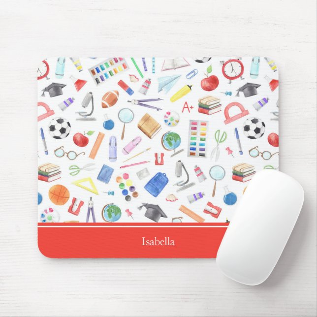 Personlig School Supplies Mönster First Namn Musmatta (Med mus)