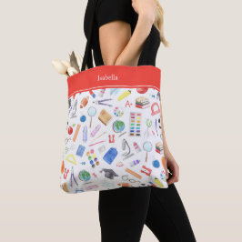 Personlig School Supplies Mönster First Namn Tygkasse