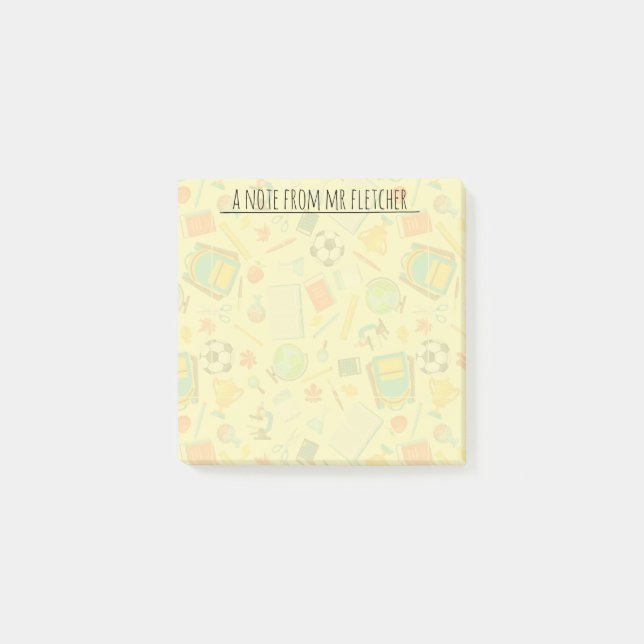 Personlig School Supply Mönster Post-it Block (Framsida)