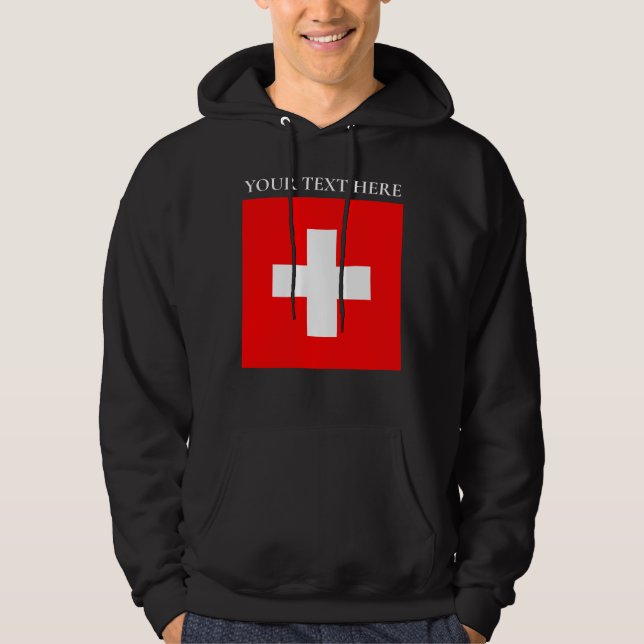 Personlig Schweiz Flagga Schweiz Swiss Europe Hoodie (Framsida)