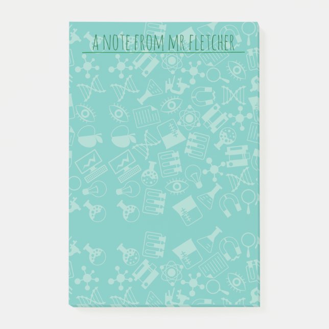 Personlig Science Icons Mönster Post-it Block (Framsida)