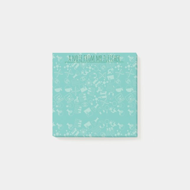 Personlig Science Icons Mönster Post-it Block (Framsida)