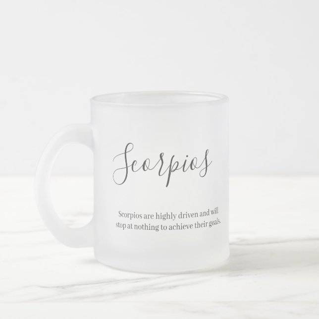 "Personlig Scorpios Zodiac-tecken och kvalitetsmär Frostad Glasmugg (Vänster)