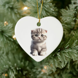 Personlig Scottish Fold Kitten Julgransprydnad Keramik