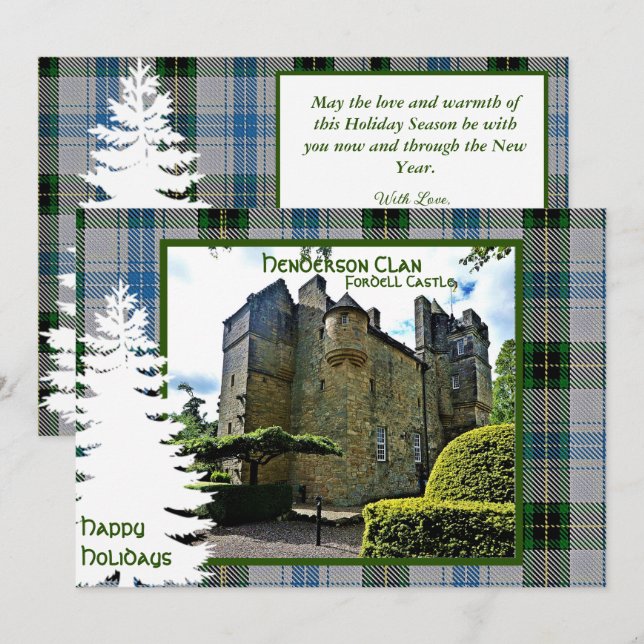 Personlig Scottish Henderson Klan Tartan Julkort (Fram/baksida)