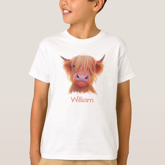 personlig Scottish Highland Hairy Cow T Shirt (Framsida)