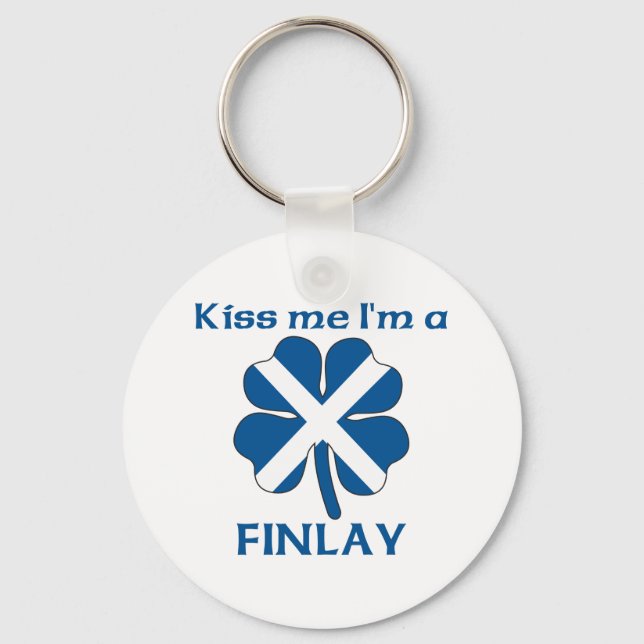 Personlig Scottish Kiss Me jag är Finlay Nyckelring (Framsida)
