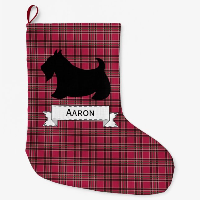 Personlig Scottish Terrier-julklapp Stor Julstrumpa (Framsidan)