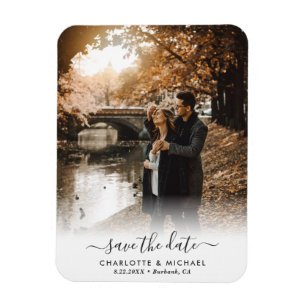 Personlig Script Bröllop Photo Save Date Magnet