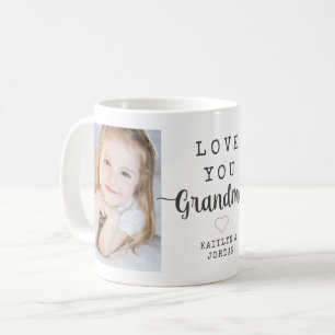 Personlig Script Kärlek You Grandma 2 Photo Kaffemugg