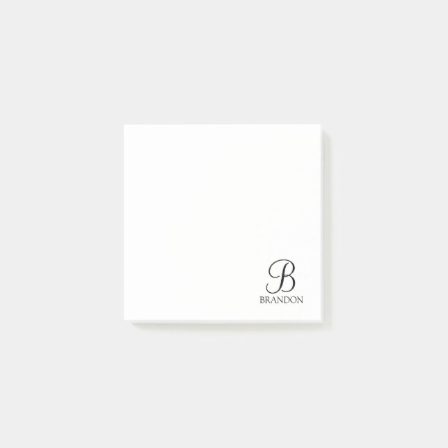 Personlig Script Monogram och Namn Anteckningsbloc Post-it Block (Framsida)