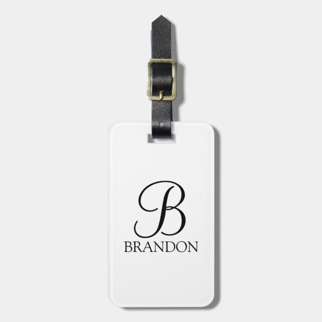 Personlig Script Monogram och Namn Bagagebricka (Vertikal Framsida)