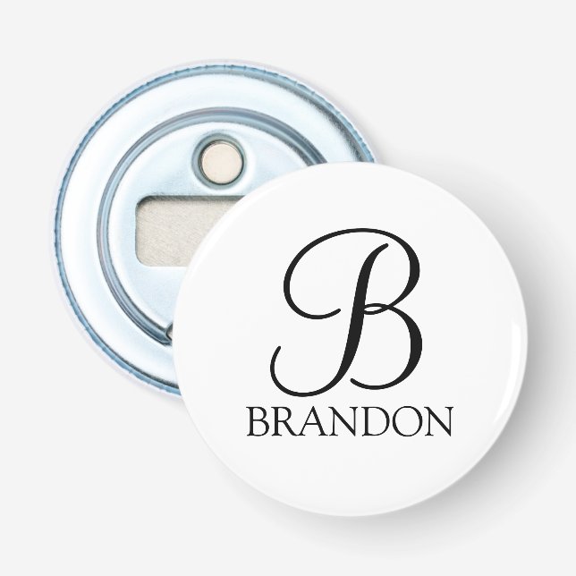 Personlig Script Monogram och Namn Flasköppnare (Framsidan)