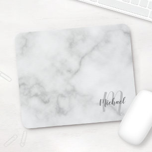 Personlig Script Monogram och Namn Marble-utseende Musmatta