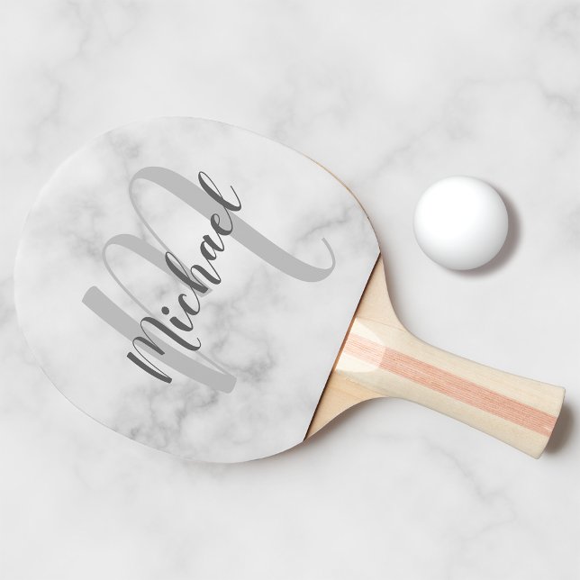 Personlig Script Monogram och Namn Marble-utseende Pingisracket (Skapare uppladdad)