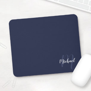 Personlig Script Monogram och Namn Navy Blue Musmatta