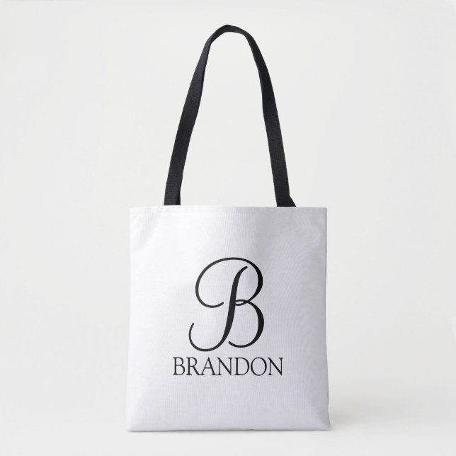 Personlig Script Monogram och Namn Tygkasse (Framsida)