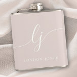 Personlig Script Monogram Rosa Bachelorette Fickplunta<br><div class="desc">Personlig Script Monogram Rosa Bachelorette-kolv</div>
