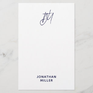 Personlig Script Monogram Stationery Brevpapper