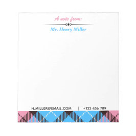 Personlig Script Namn Email Tel Play Tartan Anteckningsblock