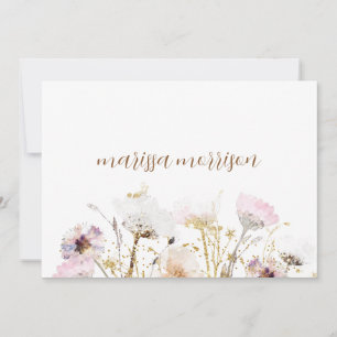 Personlig Script Namnteckning Wildblomma Tack Kort